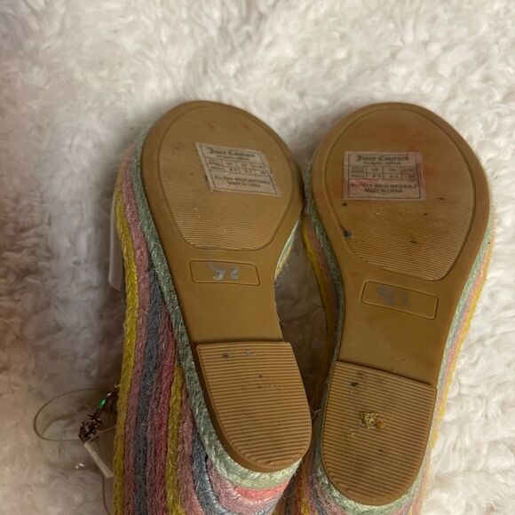Juicy Couture clear Rhinestones espadrilles rainbow platform wedge sandals SZ8.5 - Picture 12 of 12